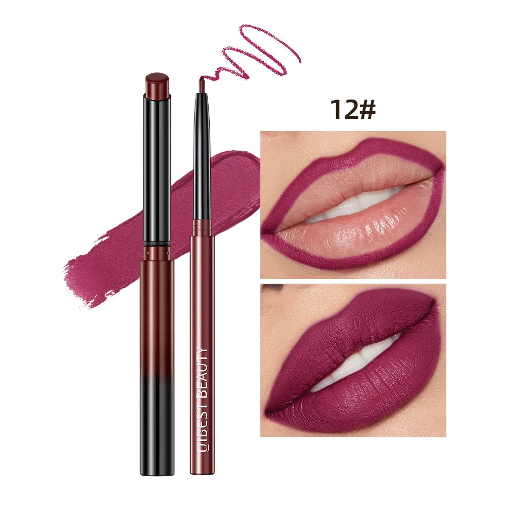 QIBEST Matte Lip Liner & Lipstick Set | Long-Lasting, Waterproof, Non-Fading Nude Lip Pencils |Smudge-Proof & Transfer-Resistant