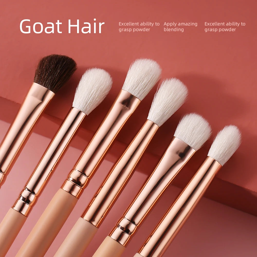 BEILI 15Pcs Rose Gold Makeup Brushes Pink Natural Goat Hair Foundation Powder Blush Eyeshadow Brush Set brochas maquillaje