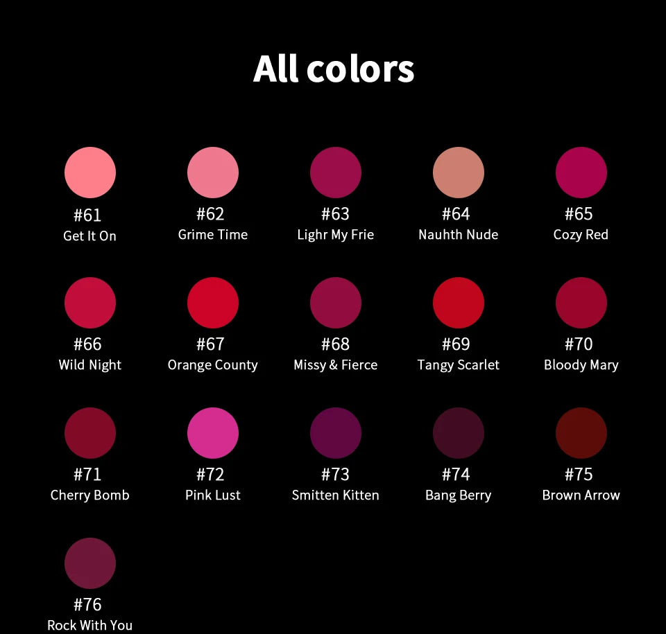 CHARMACY 16 Colors Waterproof Velvet Lipstick Easy To Wear Longstay Lip Stick Long-Lasting Matte Lip Makeup Cosmetic