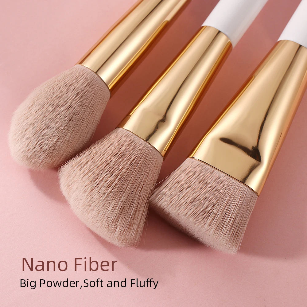 BEILI 15Pcs Rose Gold Makeup Brushes Pink Natural Goat Hair Foundation Powder Blush Eyeshadow Brush Set brochas maquillaje