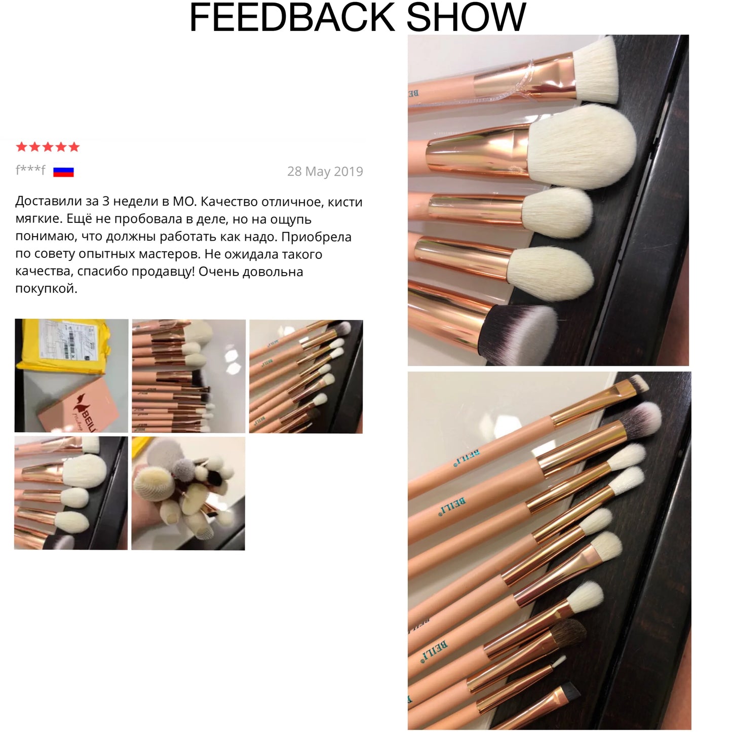 BEILI 15Pcs Rose Gold Makeup Brushes Pink Natural Goat Hair Foundation Powder Blush Eyeshadow Brush Set brochas maquillaje