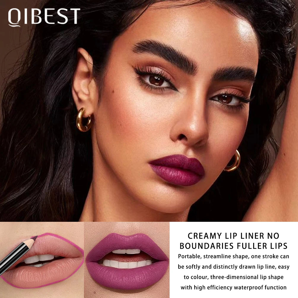 QIBEST Matte Lip Liner Pencil 12 Colors Sets  Long-Lasting Makeup Lipstick Precise Lipliner Lips Outline Pen Contouring For Lips