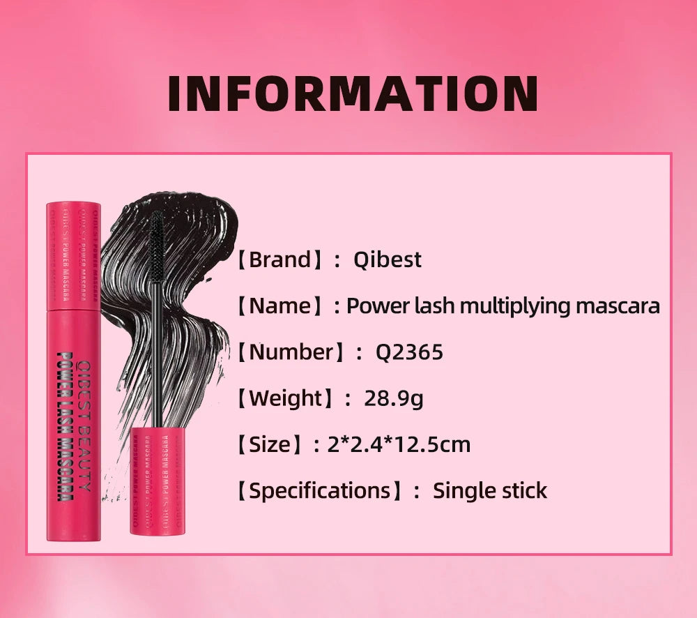 QIBEST 4D Mascara Waterproof Extra Volume Long -lasting Hyper-Curl Lengthening Eyelash Non-smudging Eyelashes Black Mascara