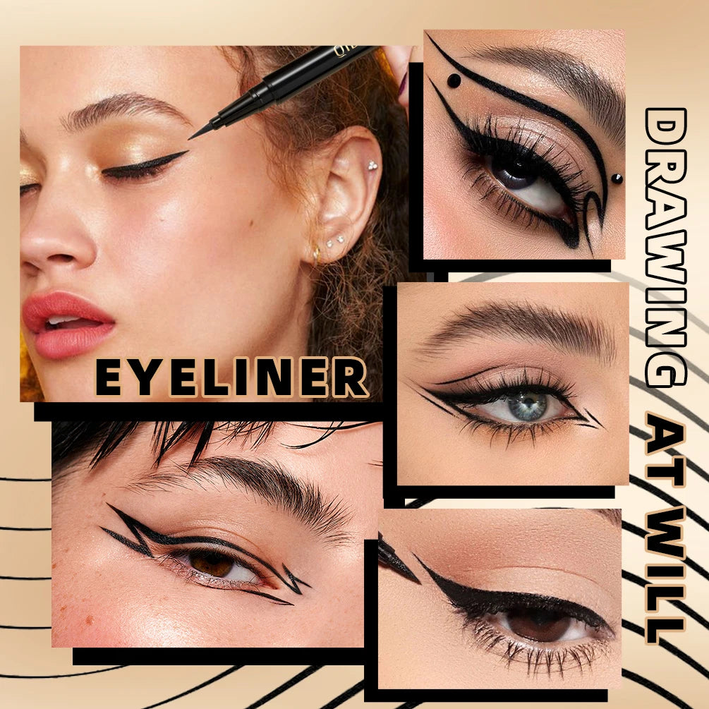 QIBEST Waterproof Eyeliner Black Liquid Eyeliner Matte Long Lasting Eyeliner Pen Quick Drying Not Bloom Makeup Cosmetic Tools