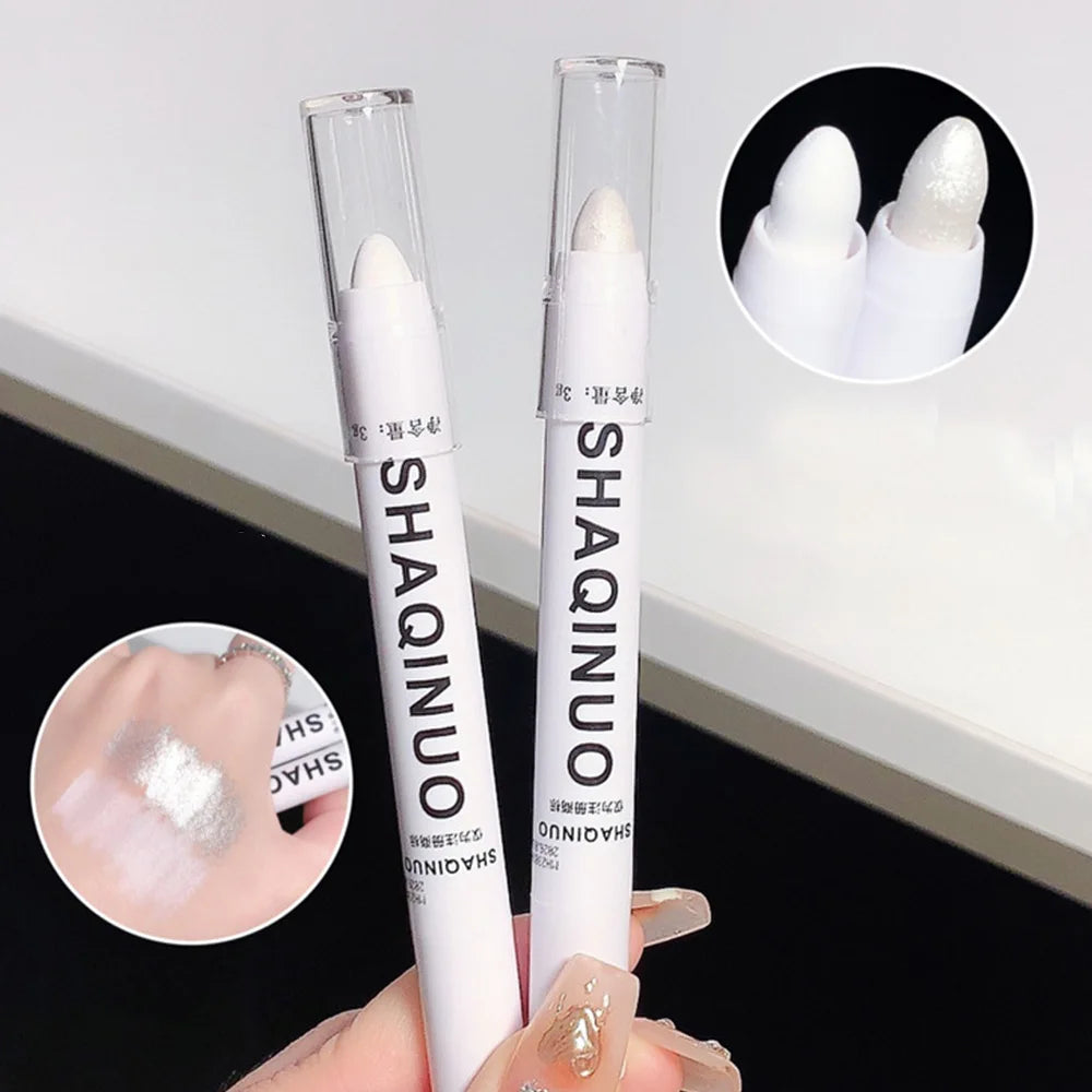 Matte Eyeshadow Stick White Eyeliner Shimmer Silver Highlighter Pen