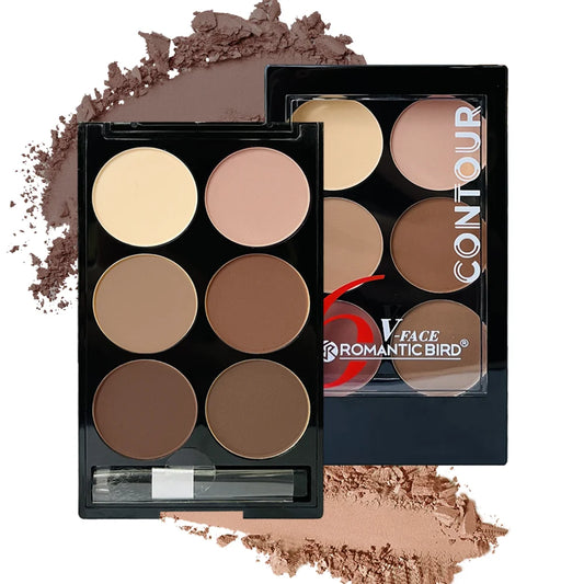 6 Colors Highlight Contouring Powder Palette Face Shadow Contouring Powder Makeup Palette With Brush Face Bronzer Color Correcti