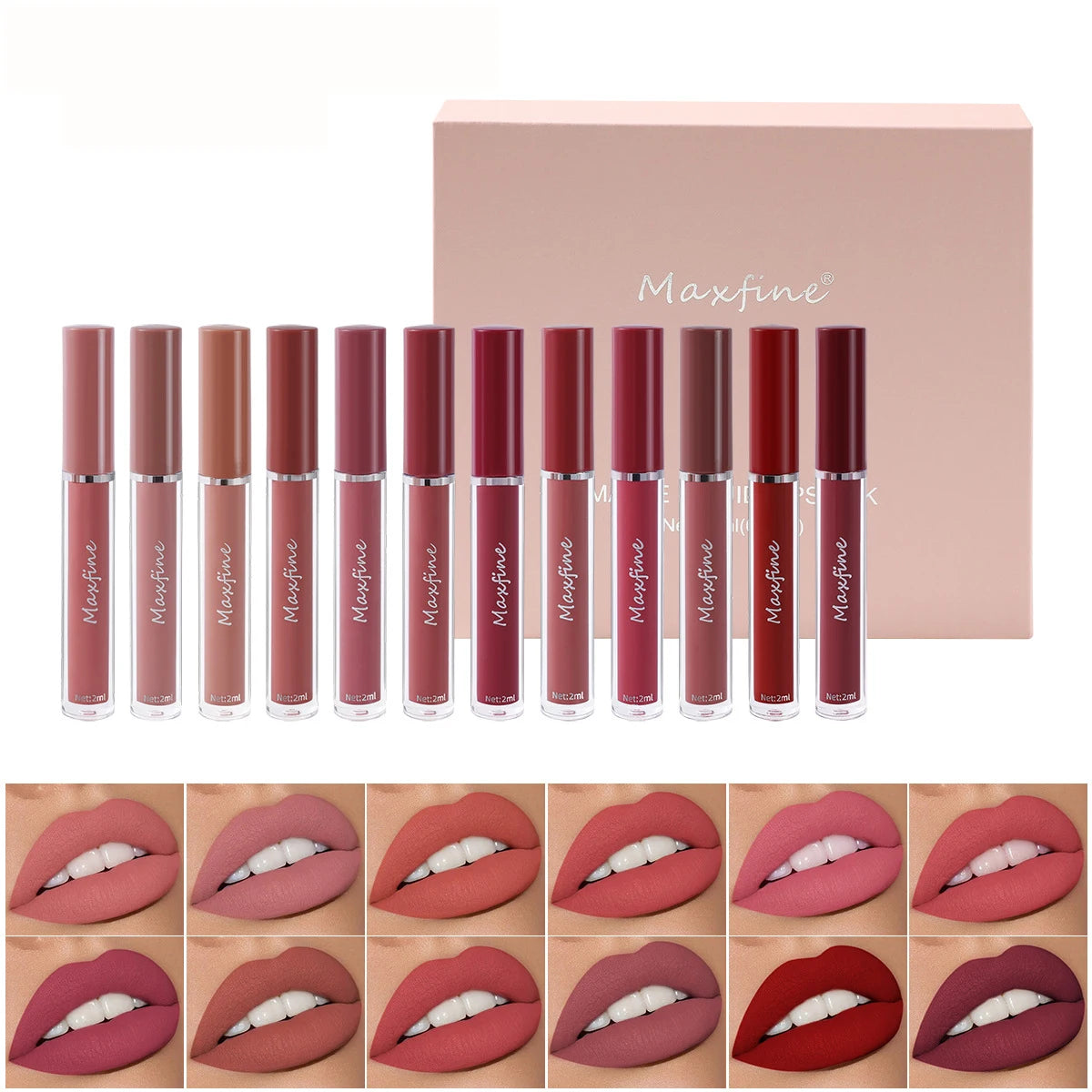 Holiday Gift Box 6PC/Set Matte Velvet Lip Gloss Waterproof Moisturizing Long-lasting Liquid Lipstick