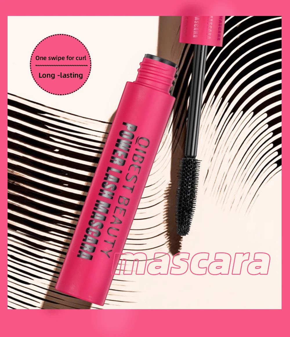 QIBEST 4D Mascara Waterproof Extra Volume Long -lasting Hyper-Curl Lengthening Eyelash Non-smudging Eyelashes Black Mascara