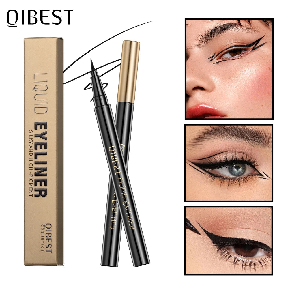 QIBEST Waterproof Eyeliner Black Liquid Eyeliner Matte Long Lasting Eyeliner Pen Quick Drying Not Bloom Makeup Cosmetic Tools