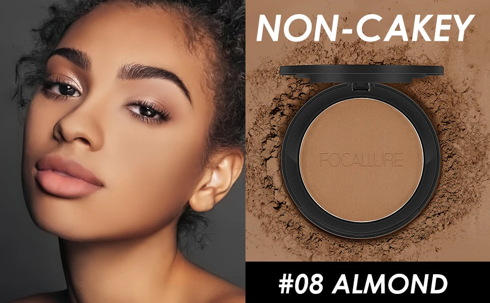 FOCALLURE 9 Colors Pressed Powder Waterproof Long-lasting Full Coverage Face Compact Setting Powder Makeup Foundation Cosmetics