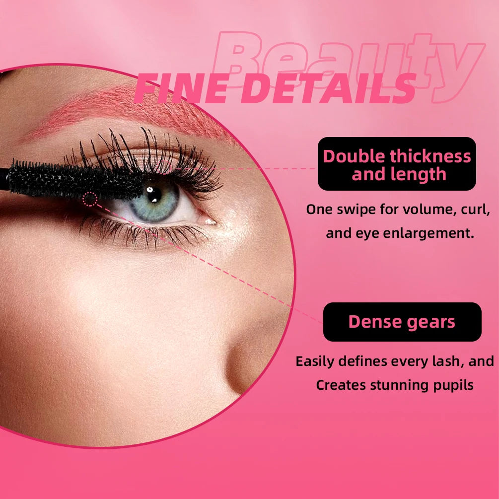 QIBEST 4D Mascara Waterproof Extra Volume Long -lasting Hyper-Curl Lengthening Eyelash Non-smudging Eyelashes Black Mascara