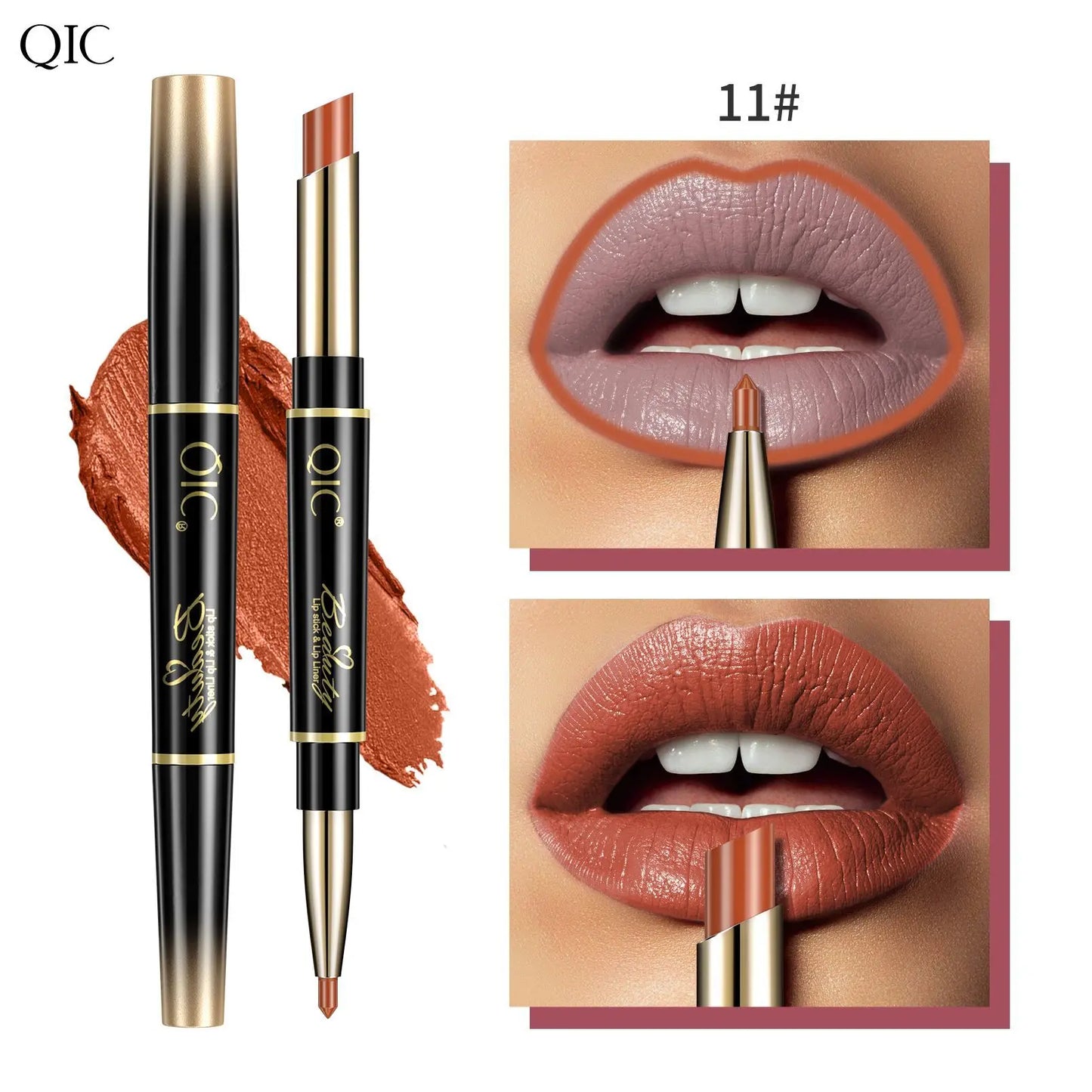 2 IN 1 Lip Liner Waterproof Matte Velvet Nude Lipstick Pencil Sexy Red Long Lasting Pink Purple Lipliner Makeup Cosmetics