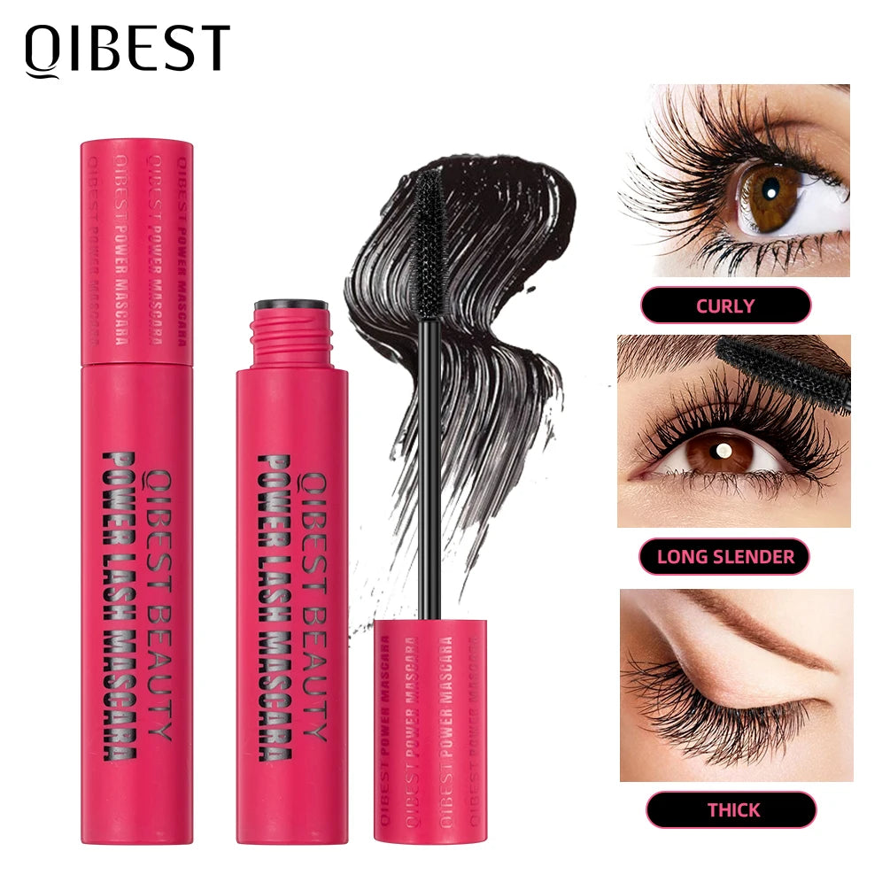 QIBEST 4D Mascara Waterproof Extra Volume Long -lasting Hyper-Curl Lengthening Eyelash Non-smudging Eyelashes Black Mascara