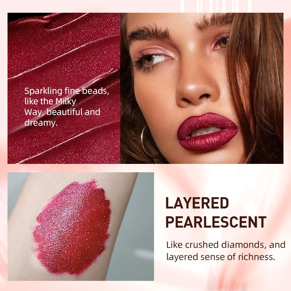 QIBEST Waterproof Diamond Shimmer Glitter Lipgloss Matte Liquid Lipstick Shiny Pearl Lip Glaze Long Lasting LipTint Women Makeup