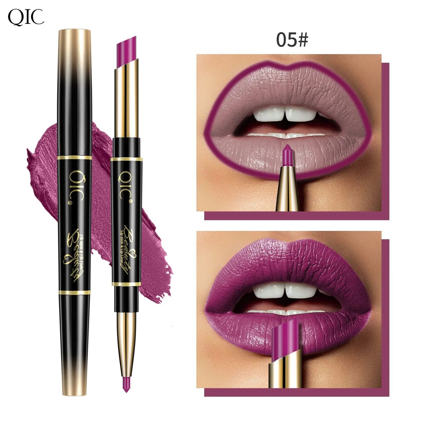 2 IN 1 Lip Liner Waterproof Matte Velvet Nude Lipstick Pencil Sexy Red Long Lasting Pink Purple Lipliner Makeup Cosmetics