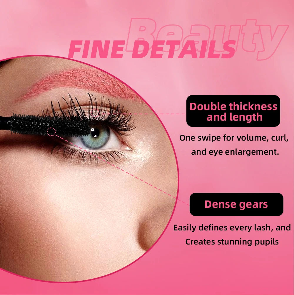 QIBEST 4D Mascara Waterproof Extra Volume Long -lasting Hyper-Curl Lengthening Eyelash Non-smudging Eyelashes Black Mascara