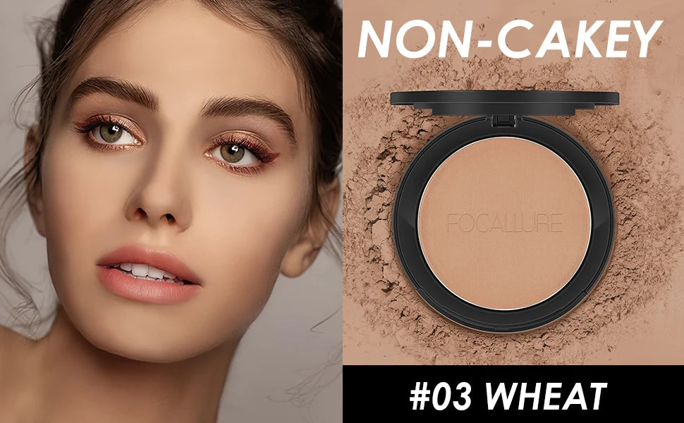 FOCALLURE 9 Colors Pressed Powder Waterproof Long-lasting Full Coverage Face Compact Setting Powder Makeup Foundation Cosmetics