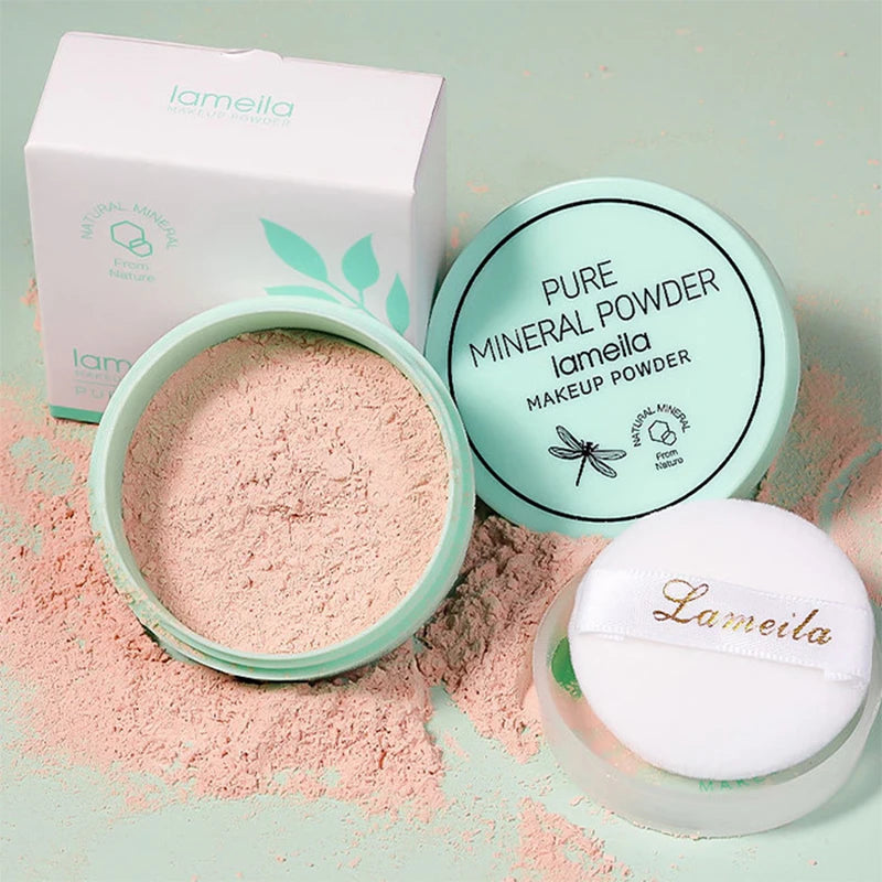 3 color facial loose powder, waterproof oil control honey powder, long-lasting makeup powder with powder puff