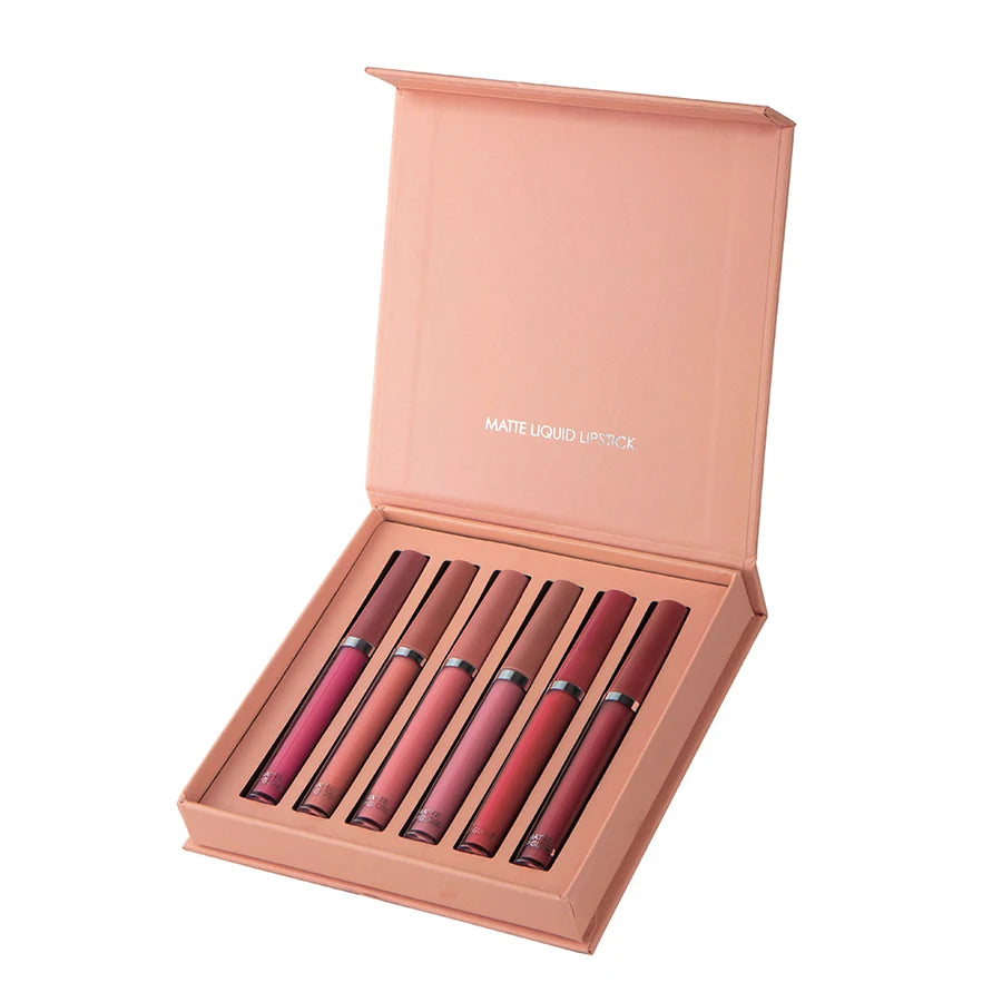 Holiday Gift Box 6PC/Set Matte Velvet Lip Gloss Waterproof Moisturizing Long-lasting Liquid Lipstick