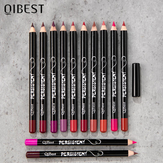 QIBEST Matte Lip Liner Pencil 12 Colors Sets  Long-Lasting Makeup Lipstick Precise Lipliner Lips Outline Pen Contouring For Lips