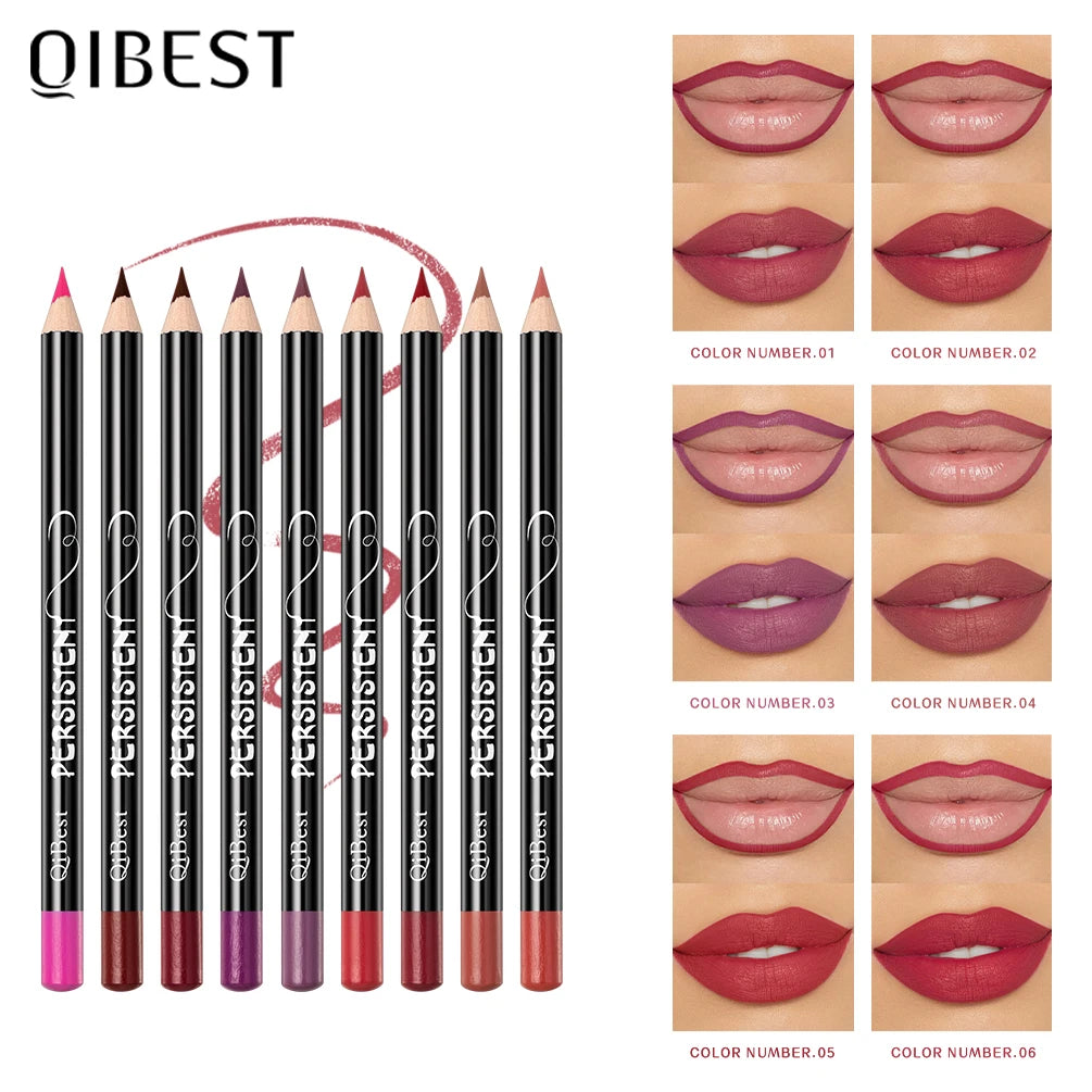 QIBEST Matte Lip Liner Pencil 12 Colors Sets  Long-Lasting Makeup Lipstick Precise Lipliner Lips Outline Pen Contouring For Lips